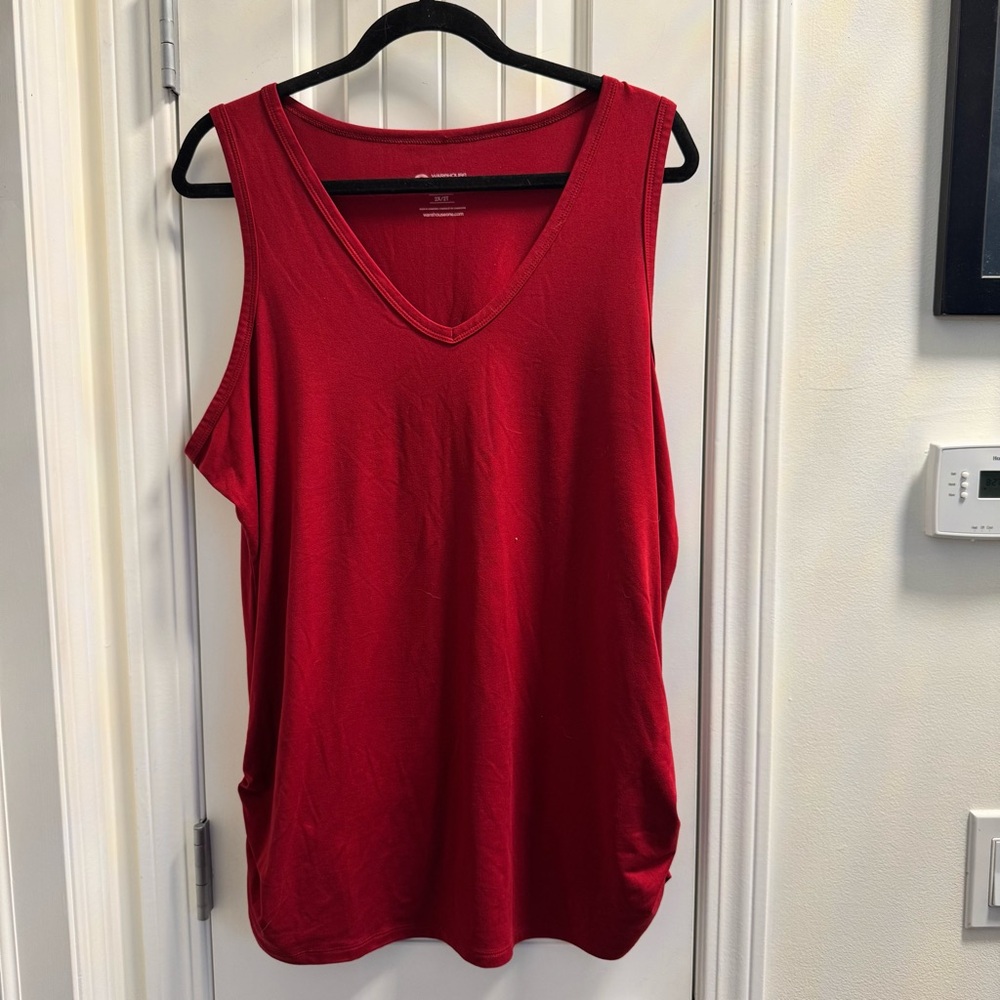 Warehouse One Bold Red V-Neck Tank Top